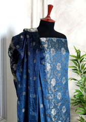 Formals - Fancy Closet - 2 pcs Suit - Satin Silk Jamawar D#06 N Blue