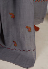 Winter - Riwaj - Pashmina Embroidered Suit - Edit 25 - D#14 - Grey