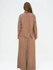 Pret - Moven - Scarf Detailed Coffee Draped Shirt - Brown
