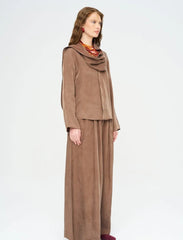 Pret - Moven - Scarf Detailed Coffee Draped Shirt - Brown