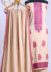 Winter - Riwaj - Embroidered Peach Leather Suit - D#03 - L Beige