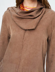 Pret - Moven - Scarf Detailed Coffee Draped Shirt - Brown