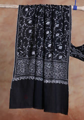 Pashmina Kashmiri Jaaldar Scarf D#29 - Black