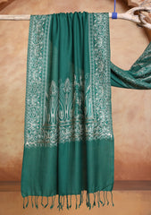 Pashmina Ari Work Jaaldar Scarf D#13 - D Green