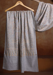 Pashmina Ari Work Jaaldar Scarf D#02 - Grey