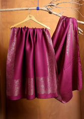Silk Zari Jamawar Shawl D#50 - Magenta