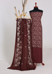 Winter - Riwaj - Printed Cotray Suit - Wool Shawl - D#12 - CH Brown