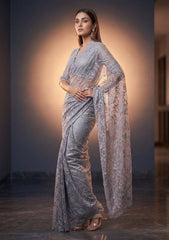 Formals - Chantilly Lace Saree - Grey