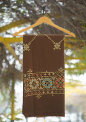 Wool Needle Work Shawl D - 42F - BROWN