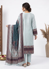 Winter - Fancy Silk Zari Jamawar - 3 Pcs Suit - D#22 - Ferozi