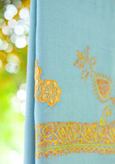 Pashmina Kashmiri Work Shawl D - 01 - Mustard