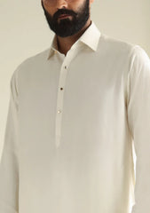 Elite Men Plain Fine 6 Pound Unstitched Boski Suit - Off White