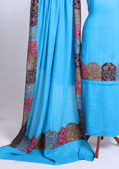 Winter - Riwaj - Pashmina Jamawar Suit - Patch Work - D#12 - Ferozi