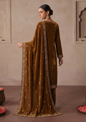 Winter - Riwaj - Velvet Stone Work 3 Pcs Suit - D#05 - Tabacco