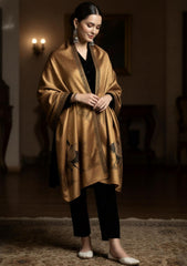 Winter - Riwaj - Plain Velvet Suit With Silk Zari Jamawar Shawl - VSZ#01 - Black