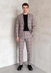 Scabal Super Fine 130's Check Selvage Wool Fabric - G Brown