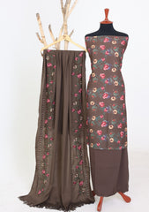 Winter - Riwaj - Printed Cotray Suit - Wool Shawl - D#09 - Brown