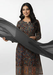 Winter - Riwaj - Pashmina Suit - Kaani Jamawar - Premium 25 - D#46 - Black