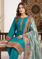 Winter - Fancy Silk Zari Jamawar - 3 Pcs Suit - D#05 - Zink