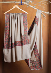 Pashmina Embroidered Border Shawl D#206 - Skin