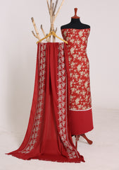 Winter - Riwaj - Printed Cotray Suit - Wool Shawl - D#07 - Maroon