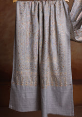 Pashmina Ari Work Jaaldar Scarf D#02 - Grey