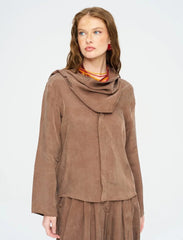 Pret - Moven - Scarf Detailed Coffee Draped Shirt - Brown