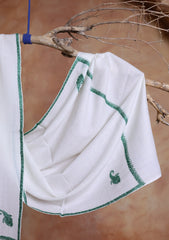 Pashmina Kashmiri Border Scarf D#20 - Off White
