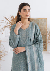 Winter - Fancy Silk Zari Jamawar - 3 Pcs Suit - D#22 - Grey