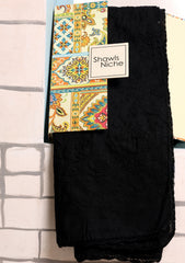 Lawn Chikankari Summer Shawl D#25 - Black