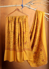 Pashmina Kashmiri Jaaldar Shawl D#122 - Mustard
