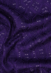 Elite Men Embroidered Sequence Selvage Raw Silk Fabric - Purple