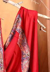 Pashmina Embroidered Border Shawl D#03 - Red