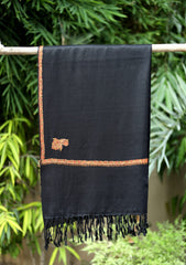Pashmina Kashmiri Kangri Scarf D - 07 - Black