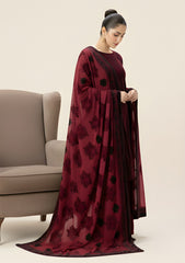 Winter - Riwaj - Velvet Suit - Printed Edit - D#05 - Maroon