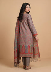 Winter - Fancy Silk Zari Jamawar - 3 Pcs Suit - D#21 - M Grey
