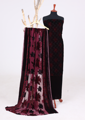 Winter - Riwaj - Velvet Suit - Printed Edit - D#05 - Maroon