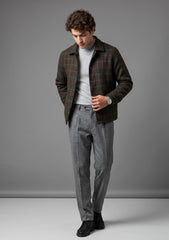 Tweed Rahat Small Check Wool Fabric - D Green