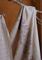 Pashmina Zari Jamawar Shawl D#07 - Off White 5