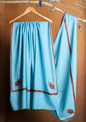 Pashmina Embroidered Border Shawl D#217 - Ferozi