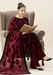 Winter - Riwaj - Velvet Suit - Printed Edit - D#05 - Maroon