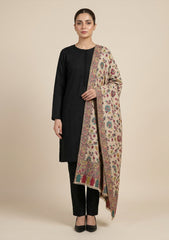 Winter - Riwaj - Pashmina Kani Jamawar 3 Pcs Suit - D#02 - Black