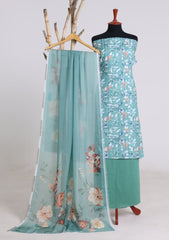 Lawn - Rubaaiyat - Chikankari 26 - Silk Dupatta - D#01 - Green