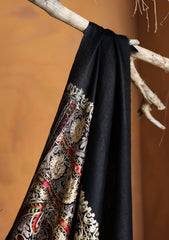 Pashmina Ari Work Jaaldar Shawl D#28 - Black