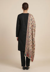 Winter - Riwaj - Pashmina Kani Jamawar 3 Pcs Suit - D#02 - Black