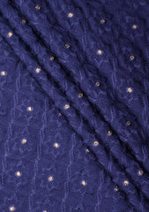 Elite Men Embroidered Selvage Zari Silk Fabric - R Blue
