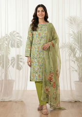 Lawn - Rubaaiyat - Chikankari 26 - Silk Dupatta - D#01 - M Green