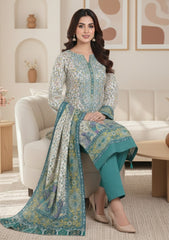 Winter - Riwaj - Printed Pashmina - 3 Pcs Suit - D#04 - Off White