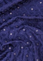Elite Men Embroidered Selvage Zari Silk Fabric - R Blue