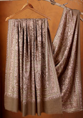 Pashmina Ari Work Jaaldar Shawl D#07 - Brown